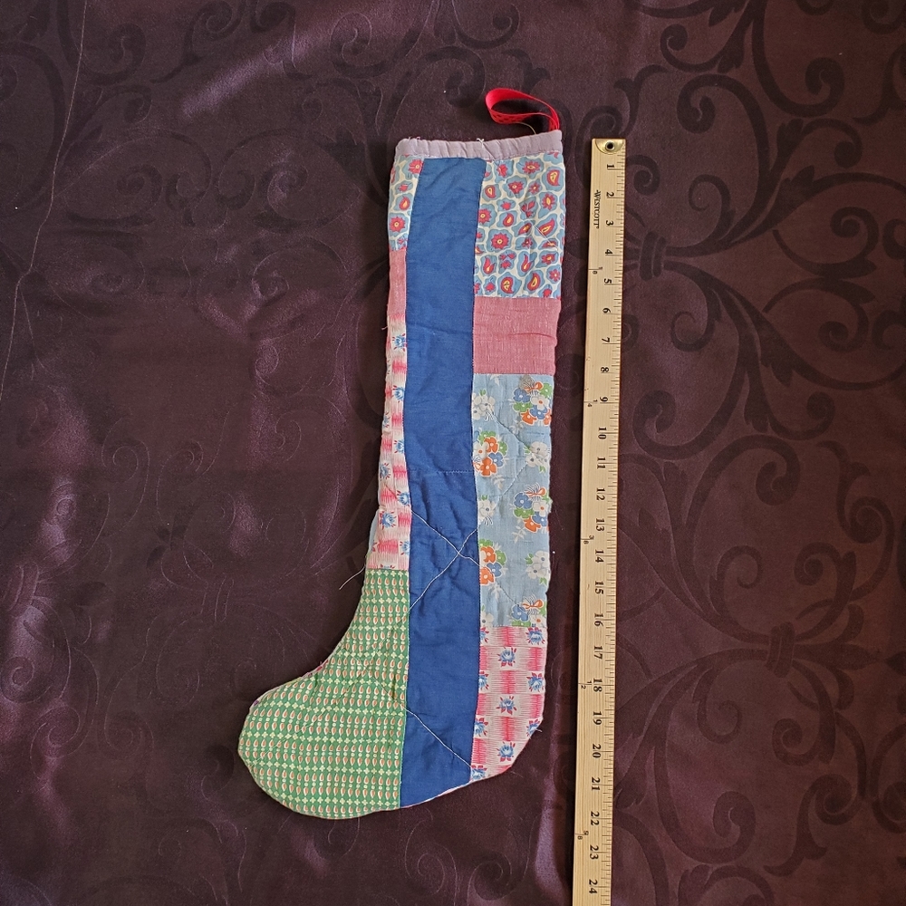 Antique quilt Christmas stocking